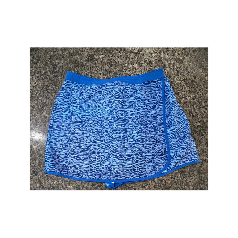 Catalina Womens Blue Abstract Print Swim Skirt Size L 12/14 CS614152 Cool Combo